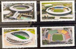 C 2684 Selo Estadios de Futebol Maracana Serra Dourada Mangueirao Pacaembu 2007 Serie Completa