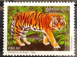 C 2713 Selo Zoologicos do Brasil Tigre Fauna Africa 2007