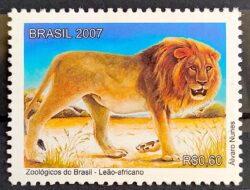 C 2715 Selo Zoologicos do Brasil Leao Fauna Africa 2007