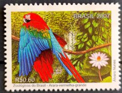 C 2717 Selo Zoologicos do Brasil Arara Ave Fauna Africa 2007