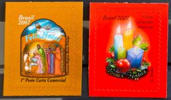 C 2718 Selo de Natal Vela Religião Presépio 2007