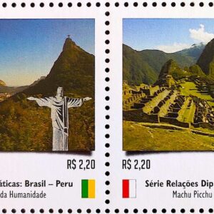 C 3374 Selo Relacoes Diplomaticas Brasil Peru Machu Pichu Rio de Janeiro 2014 Invertido