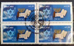 C 2355 Selo Novo Milênio Judaísmo Israel Estrela de Davi 2001 Quadra CBC Brasília