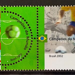C 2449 Selo Campeões do Mundo de Futebol Bandeira Itália Uruguai Alemanha Franca Argentina Inglaterra 2002