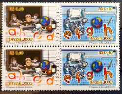 C 2451 Selo Progresso da Educação Brasileira Computador Mapa 2002 Quadra