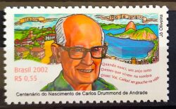 C 2491 Selo Carlos Drummond Literatura Itabira Oculos 2002