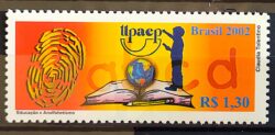 C 2492 Selo Educacao e Analfabetismo Livro Mapa UPAEP 2002
