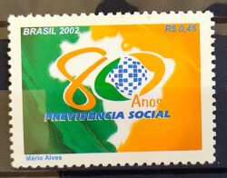 C 2496 Selo 80 Anos da Previdencia Social Governo 2002