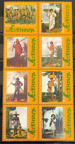 C 2497 Selo Etnografia Brasileira Pintura Arte Ackhout Indio Holanda 2002 Serie Completa