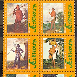 C 2497 Selo Etnografia Brasileira Pintura Arte Ackhout Indio Holanda 2002 Serie Completa