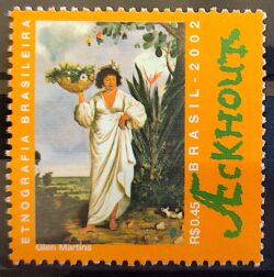 C 2498 Selo Etnografia Brasileira Pintura Arte Ackhout Índio Holanda 2002