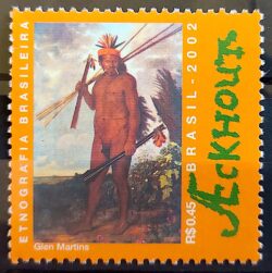 C 2499 Selo Etnografia Brasileira Pintura Arte Ackhout Índio Holanda 2002