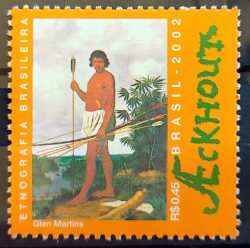 C 2500 Selo Etnografia Brasileira Pintura Arte Ackhout Índio Holanda 2002