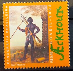 C 2501 Selo Etnografia Brasileira Pintura Arte Ackhout Índio Holanda 2002