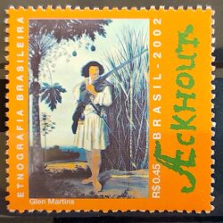 C 2504 Selo Etnografia Brasileira Pintura Arte Ackhout Índio Holanda 2002