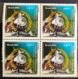 C 2533 Selo Memoria Ferroviaria Brasileira Trem Ferrovia 2003 Quadra