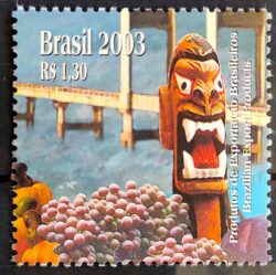 C 2539 Selo do Bloco B 134 Produtos de Exportação Brasileiro Carranca Uva Fruta 2003