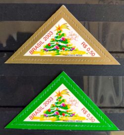 C 2543 Selo de Natal Pinheiro 2 Cores 2003 Triângulo