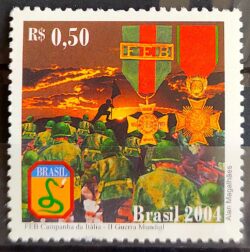 C 2593 Selo Força Expedicionária Brasileira FEB Exército Militar Medalha Guerra 2004
