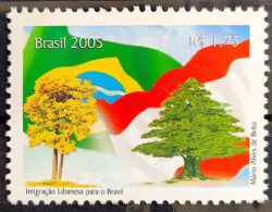 C 2607 Selo Relações Diplomáticas Brasil Líbano Bandeira Ipe 2005