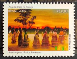 C 2618 Selo Ano do Brasil na França Dança Arte Indígena 2005