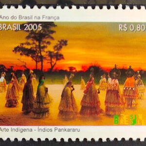 C 2618 Selo Ano do Brasil na França Dança Arte Indígena 2005