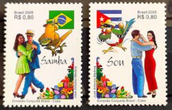 C 2627 Selo Emissao Conjunta Brasil Cuba Samba e Son Bandeira Danca Ave 2005 Serie Completa
