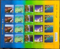 C 3712 Selo Lugares Turisticos Turismo Cachoeira Navio Upaep 2017 Folha Serie Completa