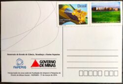 Cartão Postal 034 FAPEMIG 2014 Selo Personalizado Minas Gerais Prédio 01