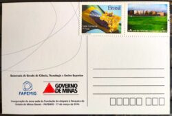 Cartão Postal 034 FAPEMIG 2014 Selo Personalizado Minas Gerais Prédio 02