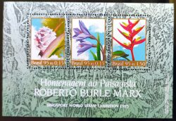 B 100 Bloco Homenagem ao Paisagista Roberto Burle Marx Singapura Flor 1995