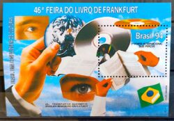 B 96 Bloco Feira do Livro de Frankfurt Tecnologia Bandeira Livro Mão 1994