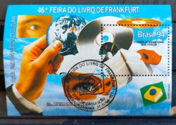 B 96 Bloco Feira do Livro de Frankfurt Tecnologia Bandeira Livro Mão 1994 CBC Alemanha