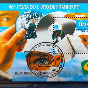 B 96 Bloco Feira do Livro de Frankfurt Tecnologia Bandeira Livro Mão 1994 CBC Alemanha
