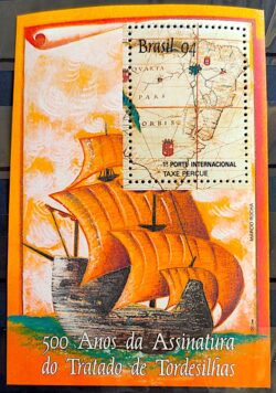 B 97 Bloco Assinatura do Tratado de Tordesilhas Navio Mapa Caravela 1994