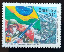 C 1935 Selo Tomada de Monte Castello Itália Bandeira Militar Guerra 1995