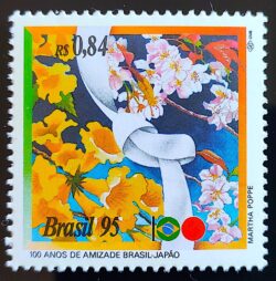 C 1942 Selo Amizade Brasil Japao Bandeira Flor Ipe 1995