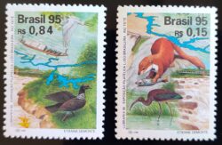 C 1963 Selo Lubrapex Barco Ave Peixe Rio Tiete 1995 Serie Completa