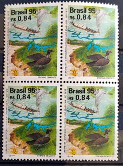C 1964 Selo Lubrapex Barco Ave Peixe Rio Tiete 1995 Quadra