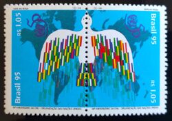 C 1971 Selo Organizacao das Nacoes Unidas ONU Mapa Ave 1995