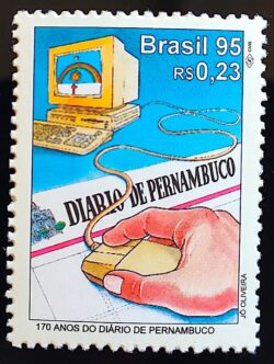 C 1984 Selo Jornal Diário de Pernambuco Computador Bandeira 1995