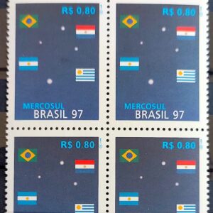 C 2044 Selo Mercosul Bandeira Paraguai Argentina Uruguai 1997 Quadra