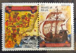 C 2079 Selo Descobrimento do Brasil Navio Mapa Indio 1998