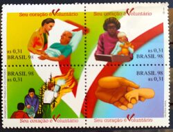 C 2081 Selo Promocao do Trabalho Voluntario Saude Mao 1998 Serie Completa