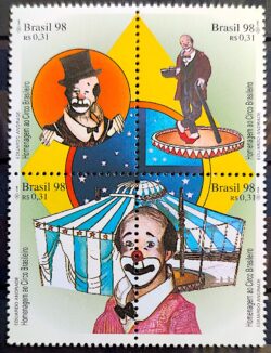 C 2085 Selo Homenagem ao Circo Brasileiro Palhaco Chapeu 1998
