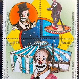 C 2085 Selo Homenagem ao Circo Brasileiro Palhaco Chapeu 1998