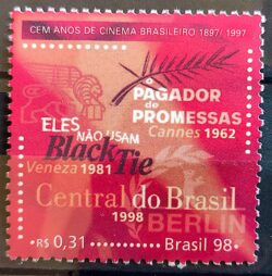 C 2150 Selo Cinema Brasileiro Filme Pagador de Promessas Central do Brasil 1998