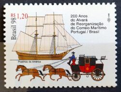 C 2167 Selo Alvara de Reorganizacao do Correio Maritimo Portugal Navio Cavalo Carruagem 1998