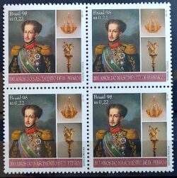 C 2169 Selo Dom Pedro I Monarquia Rei Coroa Portugal 1998 Quadra