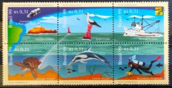 C 2182 Selo Revizee e Proarquipelago Farol Navio Golfinho Tartaruga Mergulhador Ave Satelite Mapa Oceano Peixe 1999 MH